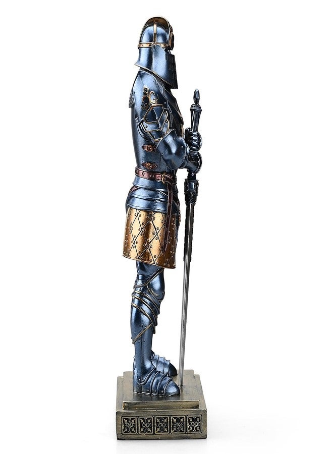 تمثال فارس من العصور الوسطى من أمويسانلي، حارس الملك، ديكور من العصور الوسطى، مصنوع من مادة البولي ريزين، تمثال فارس مبارزة، تمثال درع، قطعة مميزة كهدية، 15.12 بوصة (أزرق) - Image 5